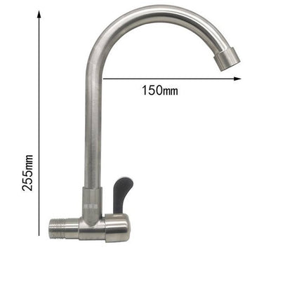 Torneira de Cozinha de Parede Monocomando para Pia com Rotação, Água Fria, Tanque de Limpeza, Torneira de Lavatório em Latão