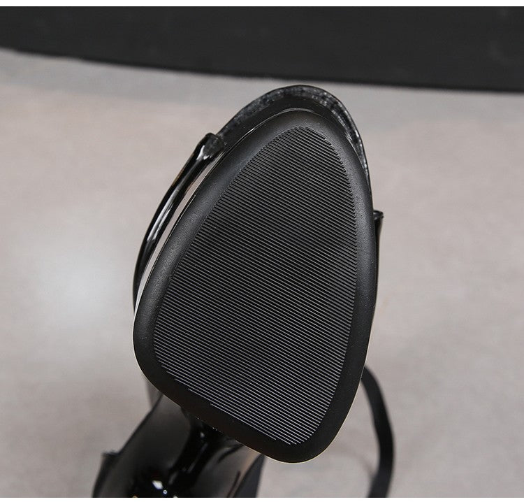 17CM Modern Sandals Upper Toe Open Ankle Strap Fashion Sexy Lady Platform High Heel Sandals Pole Dancing Lace-up Women Shoes