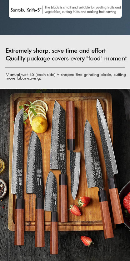F.YOUNG Faca de Chef Japonesa Forjada à Mão Aço Damasco Facas de Cozinha Fatiar Legumes Carne Sashimi Utensílios de Cozinha