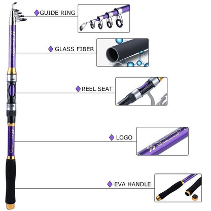 Sougayilang 4 Cores Vara de Pesca Telescópica 1.8m-3.3m Fibra de Vidro Cabo EVA Carpa Vara de Spinning Peso de Pesca 5kg