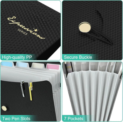 Expandable File Folder, Letter Size Organ Organizer, 5 File Pockets, Portable Organizer for School Office Supplies