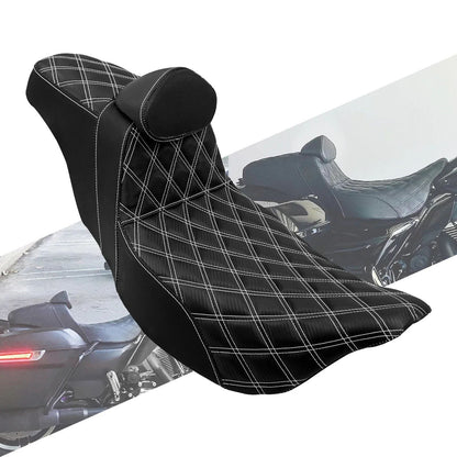 Almofada de Assento Duplo Dianteiro para Piloto Traseiro para Passageiro de Moto com Encosto para Harley Touring Road King FLTRX FLHTK Ultra 09-2023