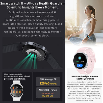2026 Relógio Smartwatch GPS para Homens Mulheres Esporte Monitor Cardíaco Chamada Bluetooth NFC IP68 À Prova D'água Bússola Smartwatch 8 Mini