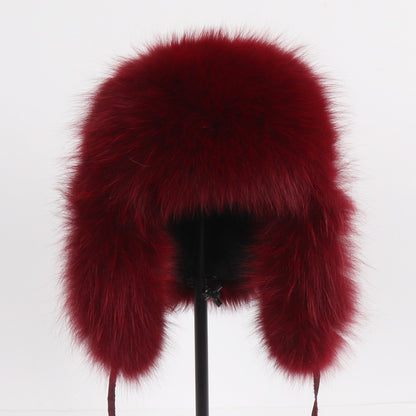 2025 Novo Chapéu Feminino Ushanka Russo de Pele de Raposa Natural Inverno Grosso Quente Orelhas Moda Chapéu Bomber Senhora Gorro Genuíno de Pele de Raposa Real