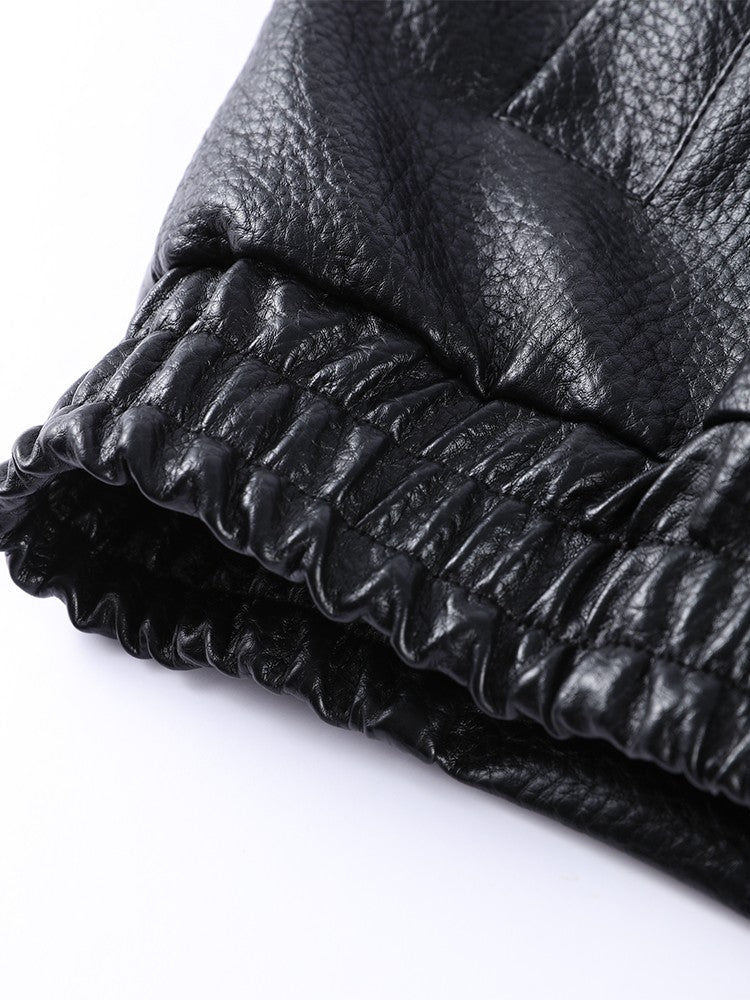 Autumn Fashion Standing Collar Women's Leather Jackets Windproof Loose Fold Coats Locomotive Style High Street Outdoors Clothes