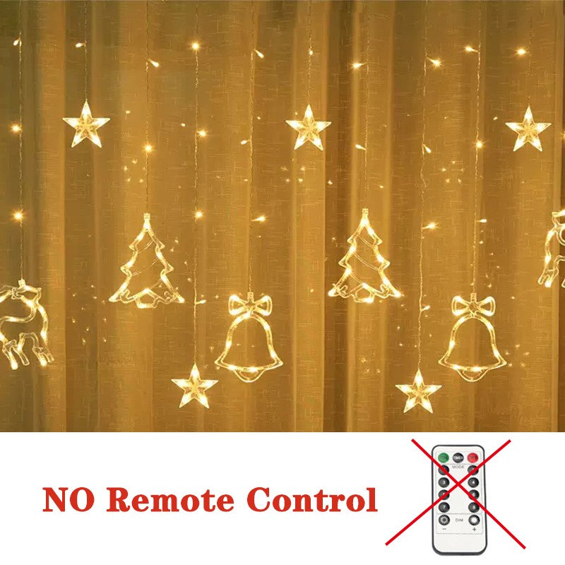 Christmas Decor LED String Garland Moon Star Curtain Light Christmas Tree Ornament Navidad Xmas 2023 New Year