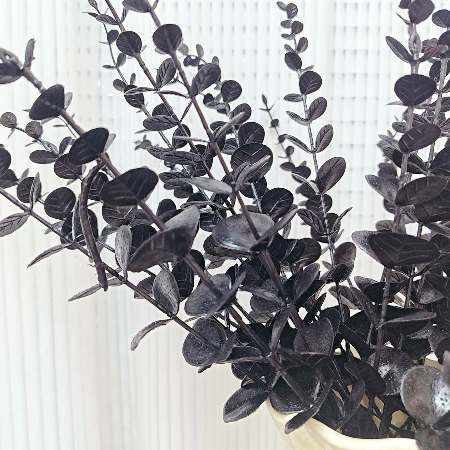 50/10x Black Artificial Eucalyptus Branches Simulation Flowers Stems Halloween Thanksgiving Ornaments DIY Home Table Decoration