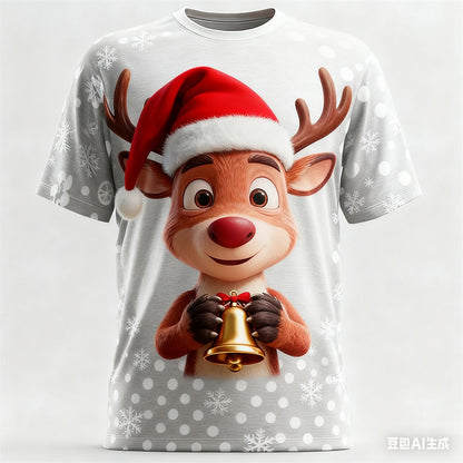 Christmas Men's T-shirt Animal 3D pattern printed Men's women's round neck T-shirt quick-dry t shirt for man Unisex y2k clothing