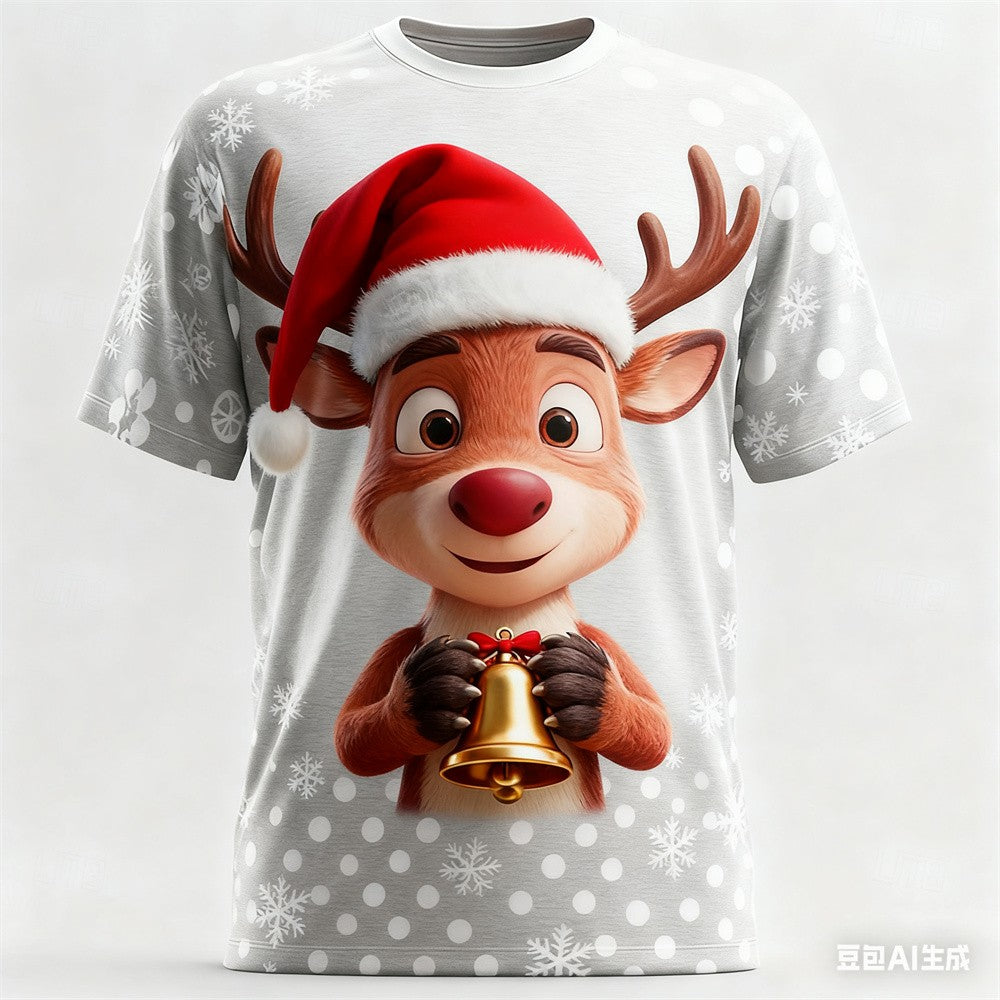 Christmas Men's T-shirt Animal 3D pattern printed Men's women's round neck T-shirt quick-dry t shirt for man Unisex y2k clothing