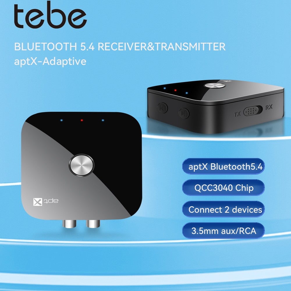 Tebe aptX/aptX-Adaptive Bluetooth 5.4 Audio Receiver Transmitter R/L 3.5mm Aux Wireless Music Adapter for TV Car Headphones