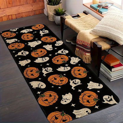 VIKAMA Halloween Decor Rug Kitchen Rug Waterproof Hallway Rug Pumpkin Ghost Floor Mat Door Mat Living Room Rug For Bedroom Decor