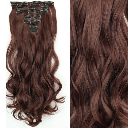 7 peças/conjunto de aplique de cabelo com 16 grampos, preto, longo e liso, cabelo natural, aplique de cabelo ombre, fibra resistente ao calor para penteado feminino