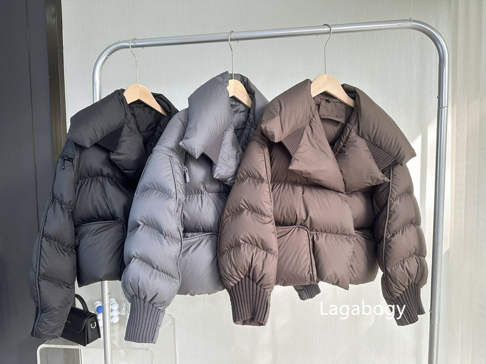 Lagabogy 2025 Winter Puffer Jacket Women Short 90% White Duck Down Coat Female Streetwear Warm Parkas Removable Sleeves Outwear