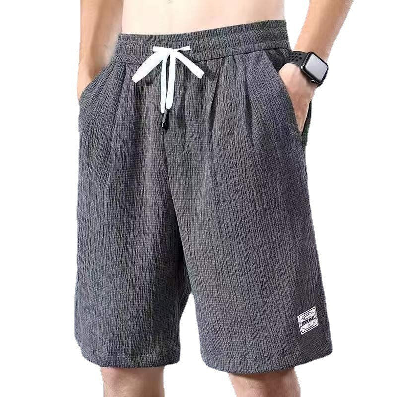 Sleeping Pants Ice Silk Shorts Men Casual Shorts Loose 5-Minute Pants Solid Youth Home Shorts Elastic Waist Large Pajama Pants