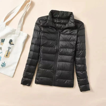 New Women Ultralight Thin Short Quilted Duck Down Jacket Lady Puffer Parkas Overcoat Autumn Winter Female Portable Outwear Coats
