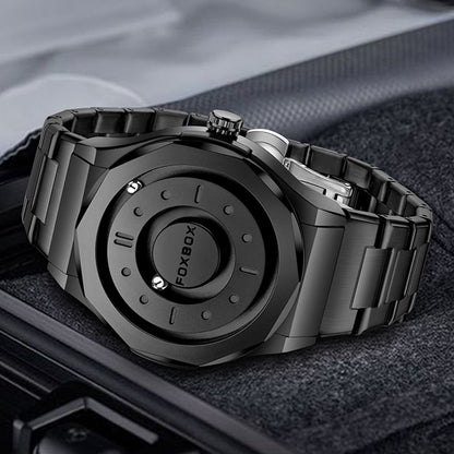 FOXBOX Creative Scrolling Pointer Magnetic Force Men's Quartz Wristwatches Outdoor Sports Waterproof Watch Men Relogio Masculino