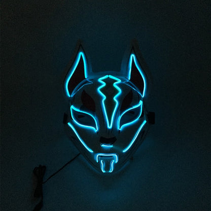 Cool Neon Light up Fox Mask Men Luminous Disguise Masks Glow in the Dark Cosplay Costume Trick or Treat Decoration