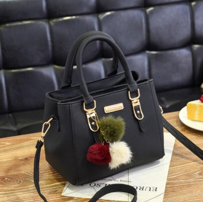 Fashion Women Hairball Shopper Totes Solid Color PU Leather Large Capacity Handbag Ladies Luxury Designer Crossbody Shoulder Bag