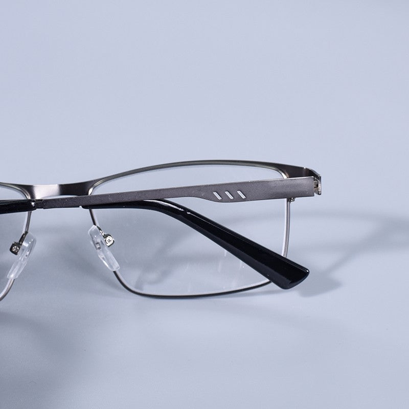 Homens Quadrados Metal Armação Grande Leitura Dobradiça de Mola Óculos de Presbiopia Bloqueio de Luz Azul Proteção Ocular Óculos +75+125+175+4