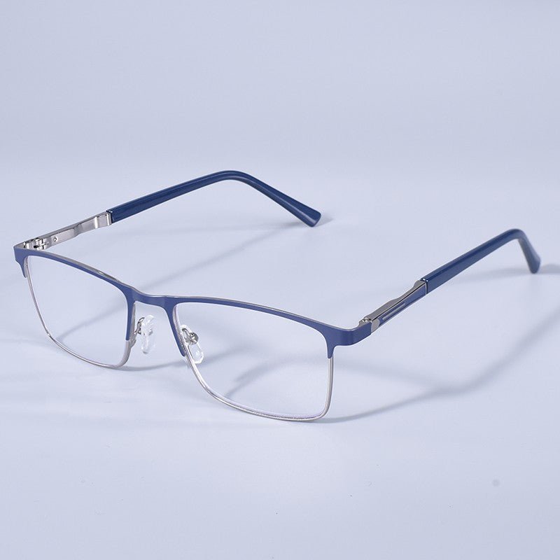 Anti Blue Light Men Reading Glasses Metal Full Frame Business Eyeglasses For Men Square Double Color Reading Eyewear +100+150