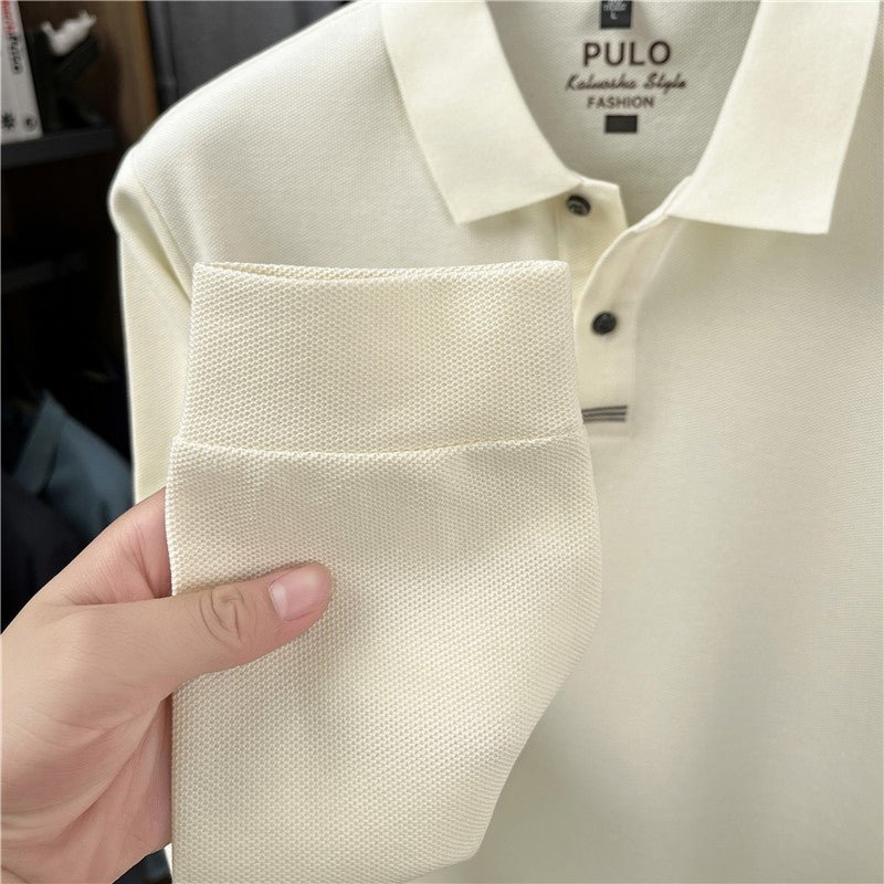 100Cotton Original Quality Men's Polo Shirt Simple Front Embroid Long Sleeve Autumn Lapel T-Shirt Business Casual Trend Menswear