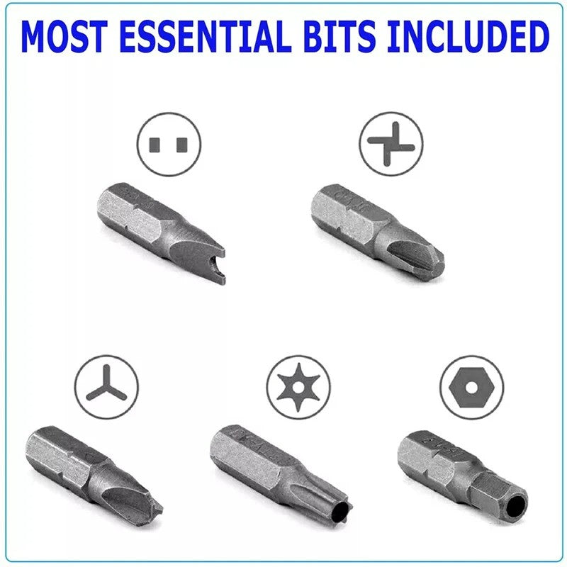 Kit de Bits de Segurança com 33 peças, com Extensor Magnético Torx, Hexagonal, Estrela, Fenda, Tri-Wing Antiviolação