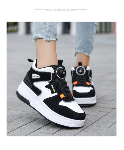 Children Junior Roller Skate Shoes Kids Sneakers with Two Boys Girls Wheels Shoes Running Adult Casual Boys Shoes size 31-42