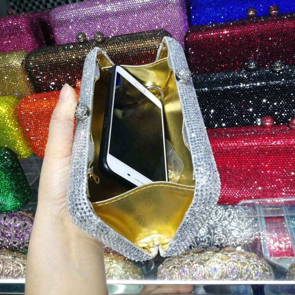 Wine Cheaper Crystal Rhinestones Women Evening Clutch Bag Bridal Wedding Clutches Party Dinner Prom Chain Shoulder Handbag Purse
