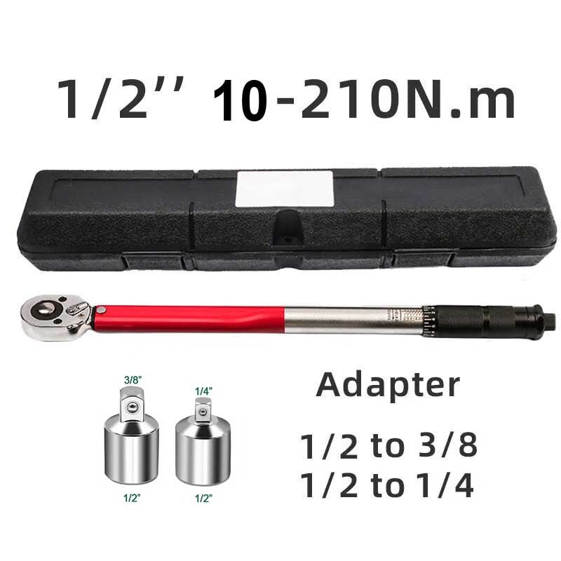 Chave de Torque 10-210N.m 1/2" com Catraca Reversível de Precisão Profissional para Bicicleta, Moto e Automóveis