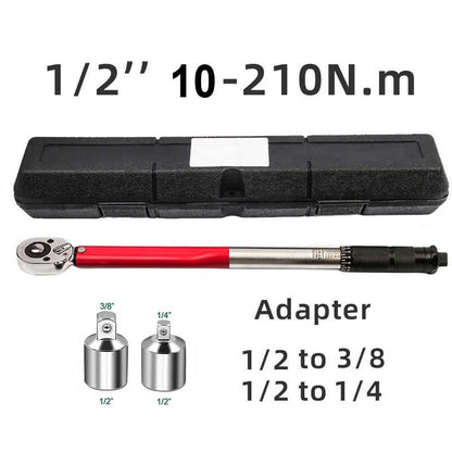 Chave de Torque 10-210N.m 1/2" com Catraca Reversível de Precisão Profissional para Bicicleta, Moto e Automóveis