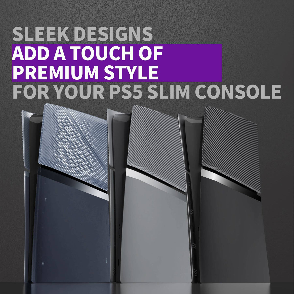 eXtremeRate For ps5 Slim Digital Edition Console Replacement Cover Side Panel & Faceplate & Back Plate With Cooling Vent - Black
