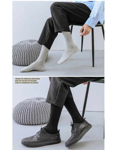 Men Long Socks Knee High Cotton Solid Business Soft Elastic Party Dress Formal Gentleman Stocking Four Seasons Sokken Brand