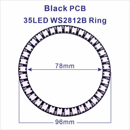 DC5V WS2812B Pixel Ring LED Panel Light Individual 8/16/24/35/45/128 LED Addressable WS2812 IC 5050 RGB LED Ring Module