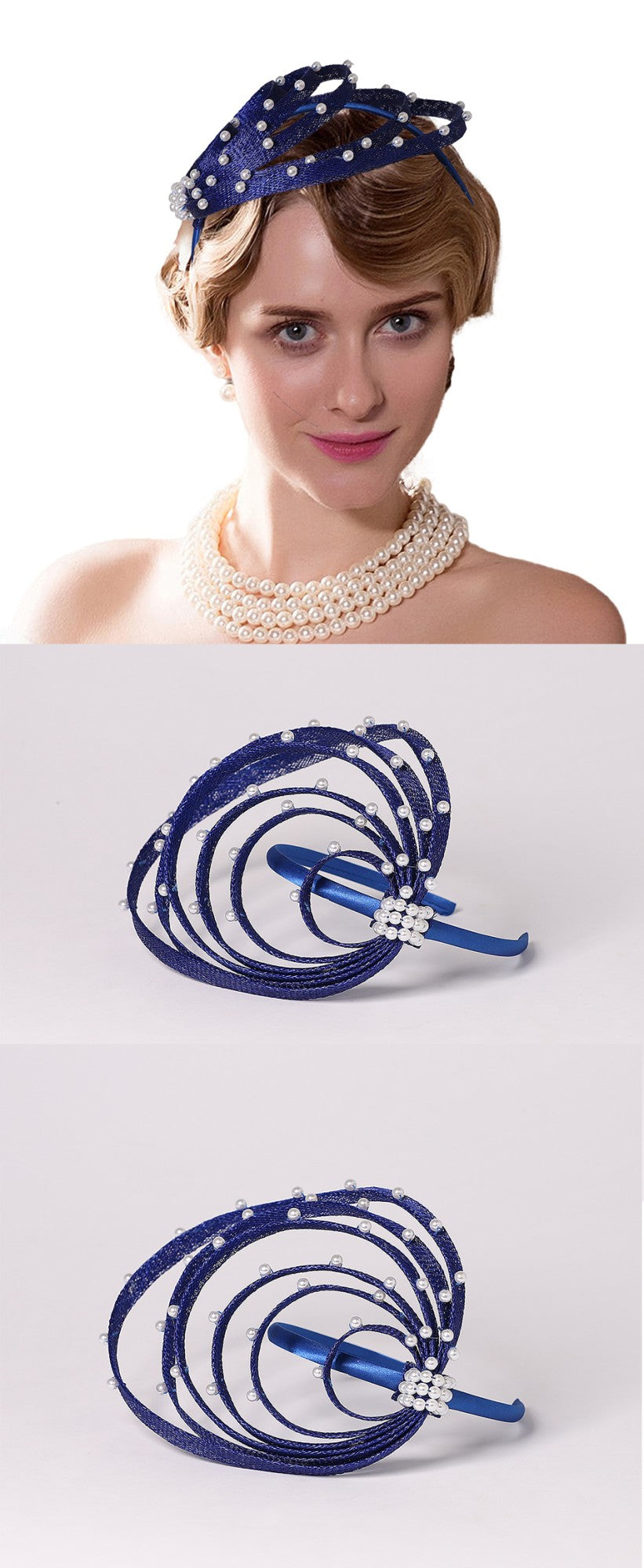 FS Rosa Marinho Coquetel Fascinators Chapelaria Chapéus De Casamento De Luxo Com Pérola Falsa Chapéu De Igreja Para Mulheres Elegante Chapeau Femme