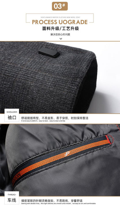 2024 New style Men's Woolen Coat Winter Classic Casual Overcoat Mens high quality Thicken trench coat men full size M-4XL