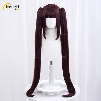 Em estoque Anime Vanilla Chocolat Chocola Cabelo Sintético Longo 100cm Perucas Cosplay Com Orelha Perucas de Festa Resistentes ao Calor + Touca de Peruca