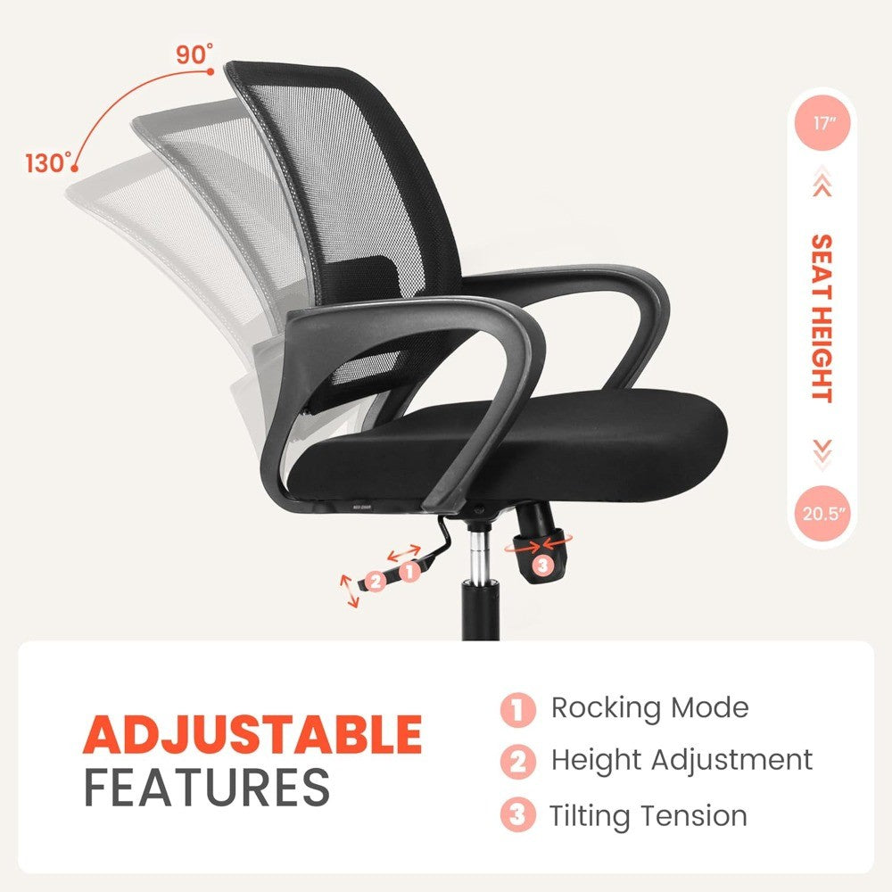 ergonomic mesh office chair with adjustable height, lumbar support, and swivel wheels for comfortable use