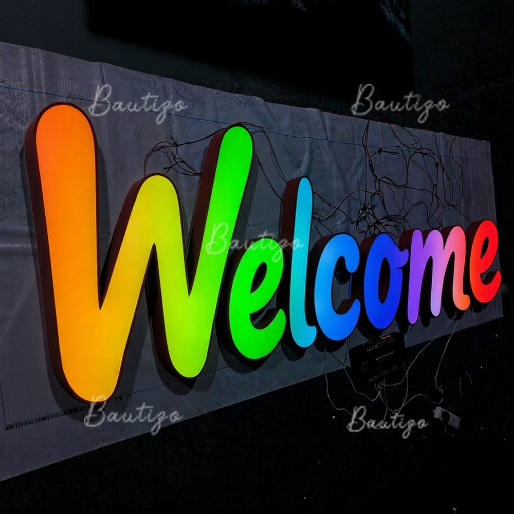 Custom Advertising Led Letters RGB Light Sign Luminous Signage Full Color Acrylic Business Logo Wall Brand