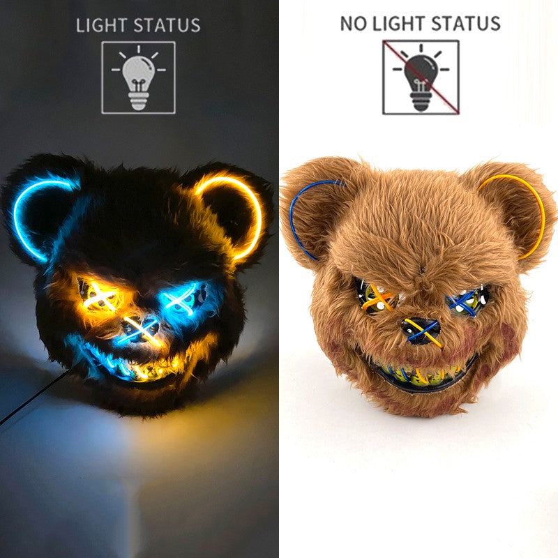 Hot Bloody Rabbit Bear Luminous LED Mask Halloween Horror Bunny Mask Carnival Party Props Cosplay Dress Up Headgear