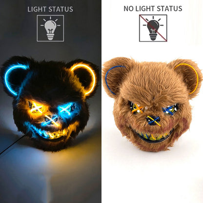 Hot Bloody Rabbit Bear Luminous LED Mask Halloween Horror Bunny Mask Carnival Party Props Cosplay Dress Up Headgear
