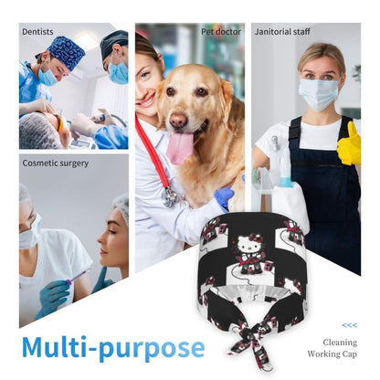 Custom Hello Kitty Medical Staff Scrubs Hat Women Men Cartoon Chara For Chef Hat Scrub Caps