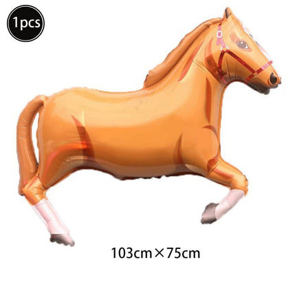 1pc Oversized Horse Balloon Cowboy Giant Horse Aluminum Film Balloon Farm Animal Horse Theme Birthday Party Decoration Kids Toys