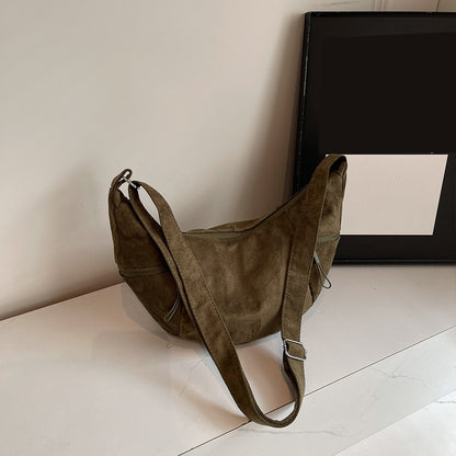 Imitation Suede Bag, New Crossbody Bag, Women's Bag, High-End Feel, Shoulder Bag, Large Capacity Commuting Dumpling Bag