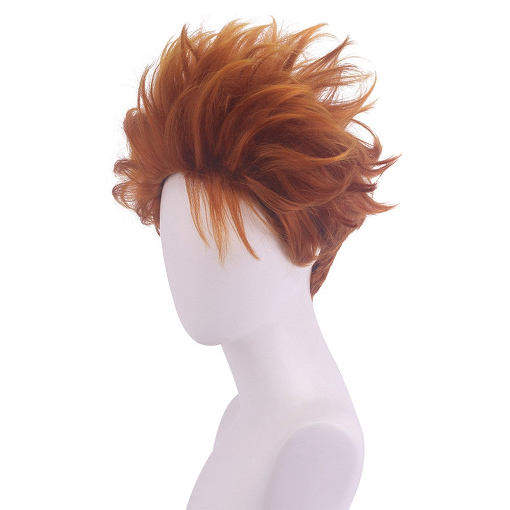 Short Curly Orange Cosplay Wig for Men Synthetic Heat Resistant Hair with Free Wig Cap Halloween Party Costume