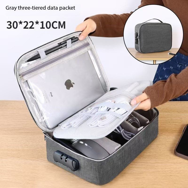 Locking Tech Organizer Bag - Anti-Theft Storage Case with Password Protection for iPad, Laptop Cables & USB Drives