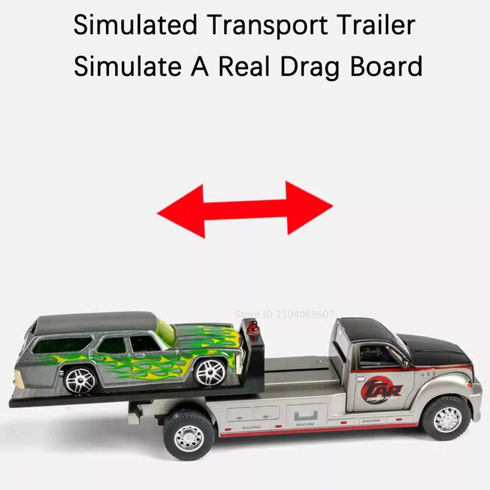Caminhão de Contêineres em Miniatura Escala 1:64 Carrinhos de Brinquedo de Metal Diecast Reboque com Fricção Veículos de Transporte para Presentes Infantis