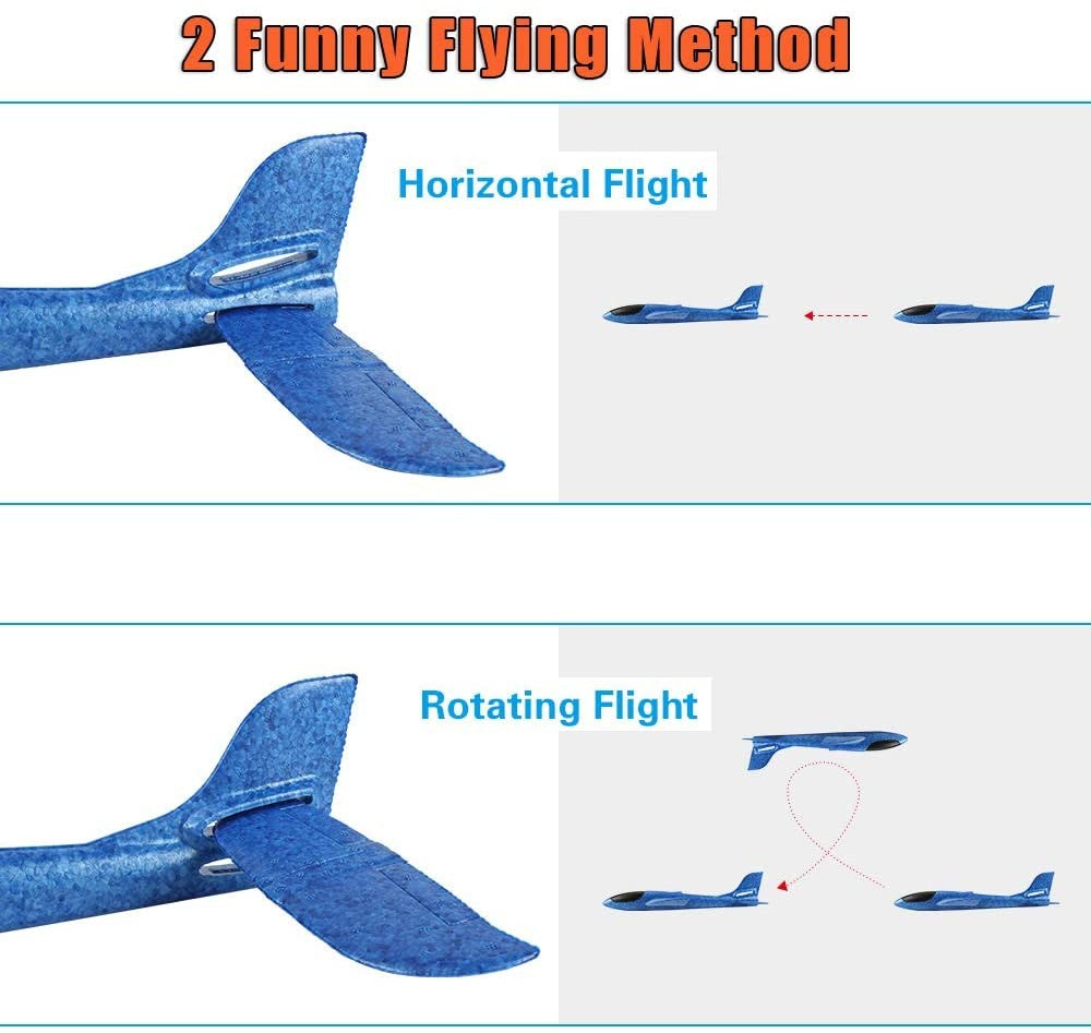 Avião de espuma grande de 36cm x 48cm, planador de avião de arremesso manual, aviões de bolha EPP inerciais, brinquedos de lançamento ao ar livre para crianças e meninos de presente