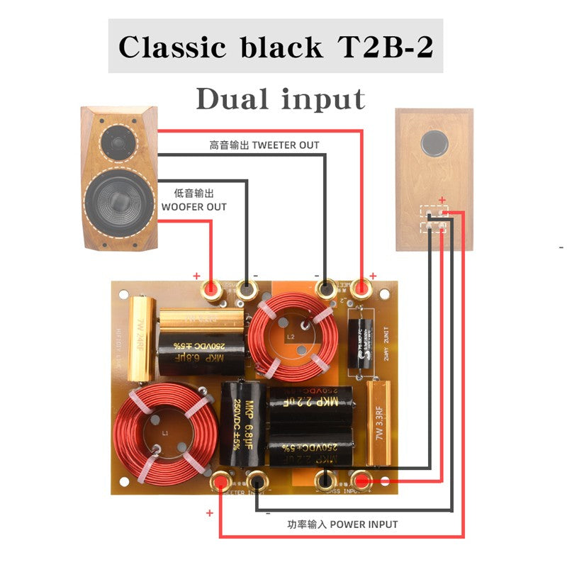 HIFIDIY Hi-Fi 2 VIAS 2 unidades de alto-falante (tweeter + grave) Crossovers divisores de frequência de áudio T2B