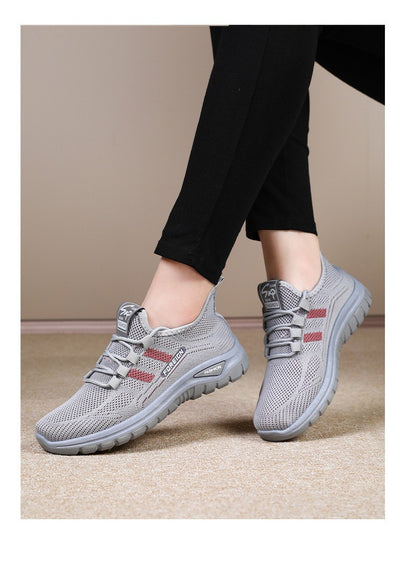 Autumn Women Sneakers Fashion Lace Up Mesh Breathable Outdoor Walking Purple Round Toe Non-slip Thick Sole Tennis Shoe Mujer