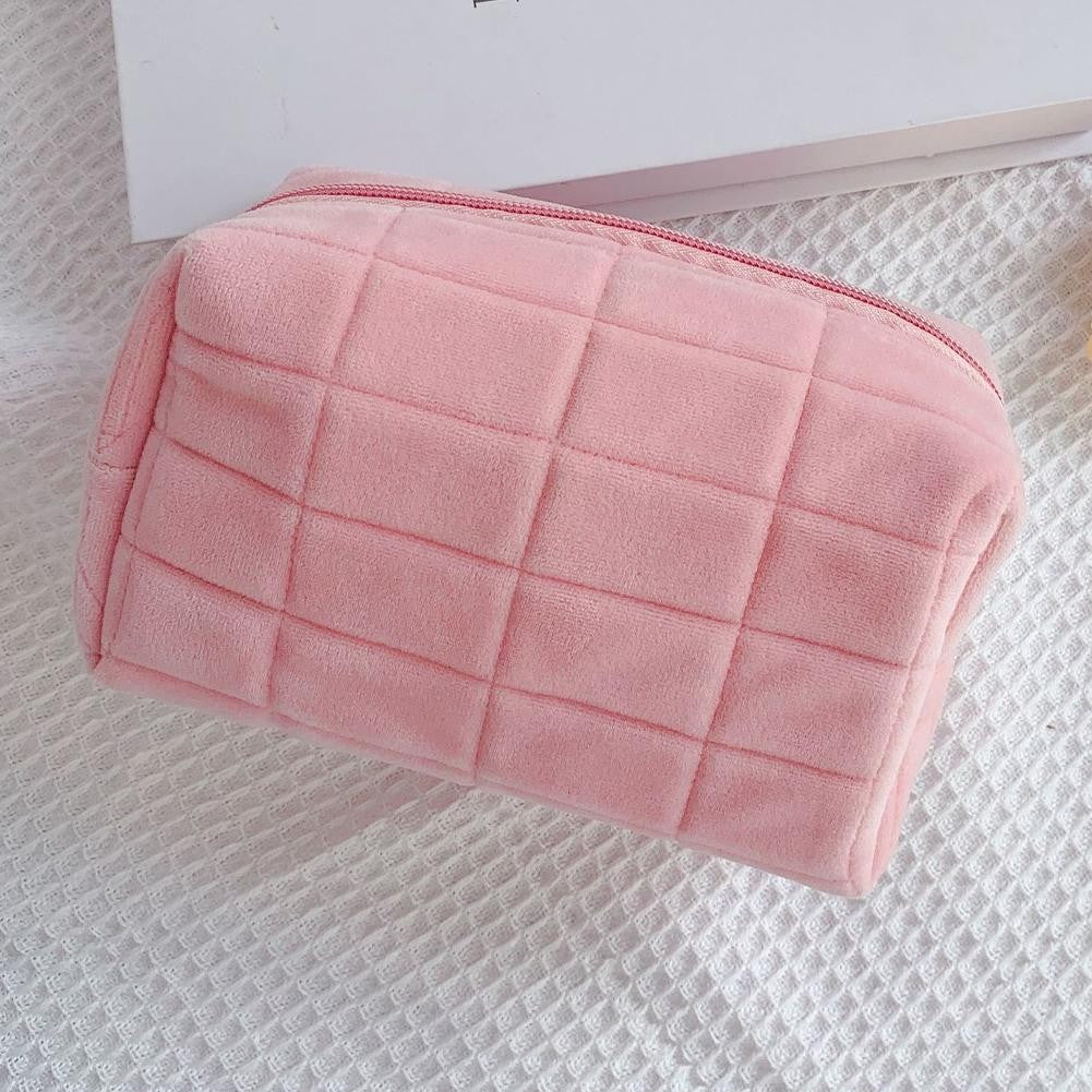 Makeup Organizer -  High Capacity Multi-Pockets Velvet Checkered Stress-Relief Cosmetic Bag Travel Toiletry Case for woman